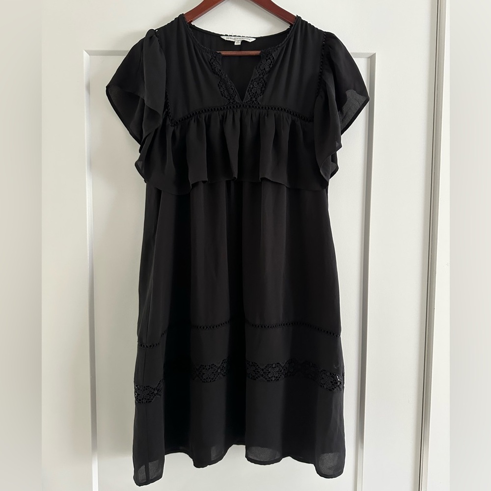 Rebecca Minkoff Black Flutter Sleeve Shift Dress - Size 0